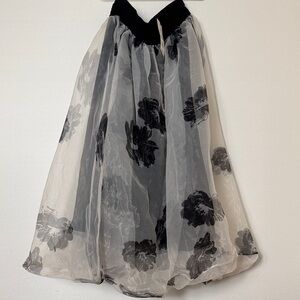 Zara Black Floral Asymmetrical Skirt